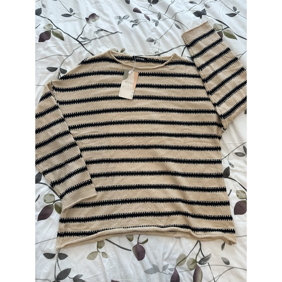 BTFMB Sweaters - Oversized cream and black striped sweater